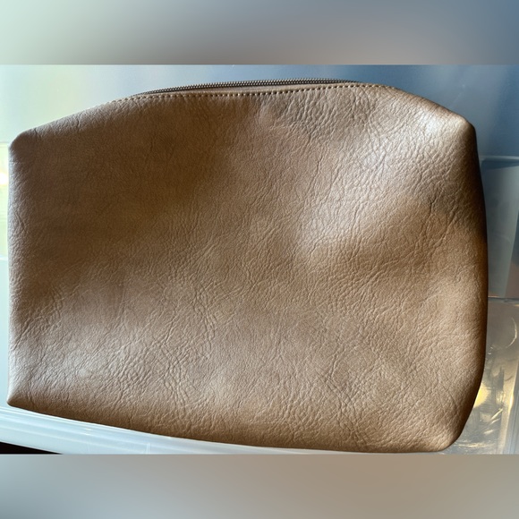 Antik Kraft Vegan Leather Zippered Pouch – Bronze, Geometric Lining - Picture 1 of 7